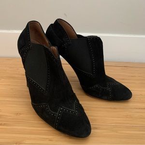 Alaia Black Leather Suede Western Ankle Booties 38.5